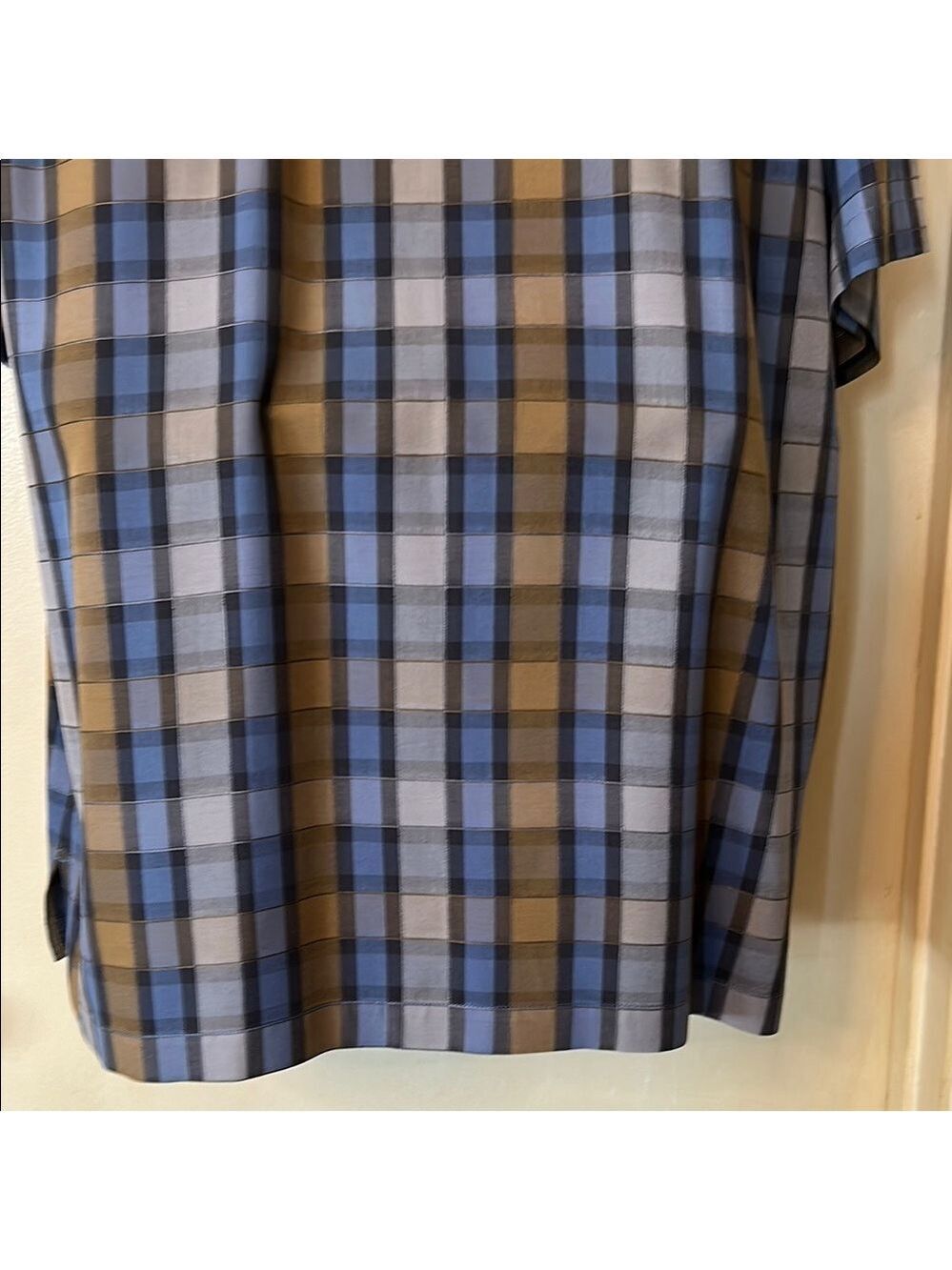 Tommy Bahama Silk Blue and Brown Plaid Casual Button Down Shirt size L - Picture 8 of 11